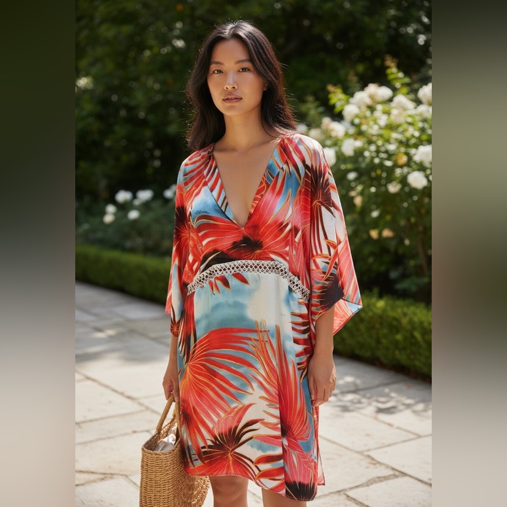 NWT Just Cavalli Tropical Patterned Shift Dress - Size 40